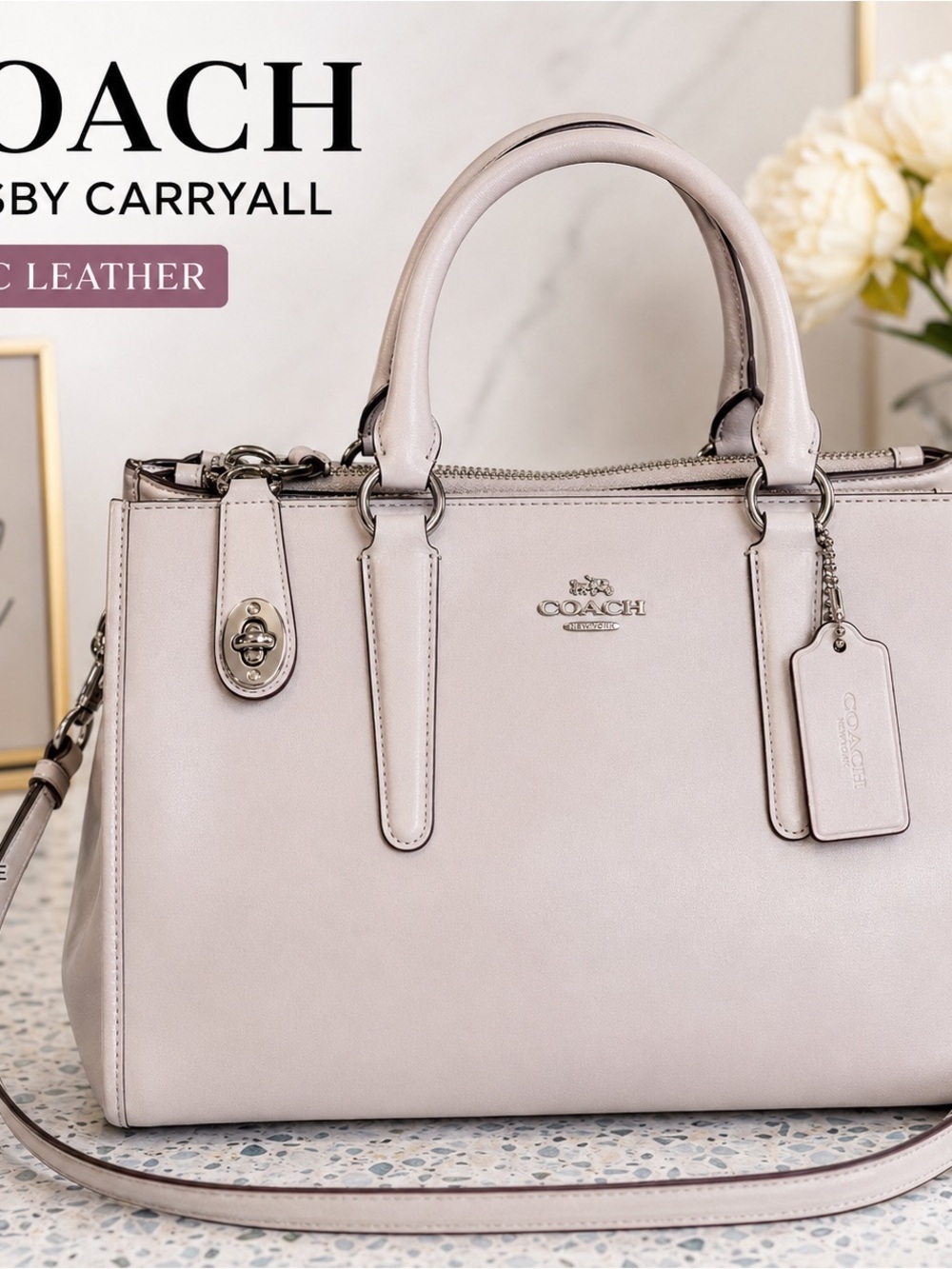 Coach Crosby Carryall Leather Satchel Crossbody Tote Bag Turnlock